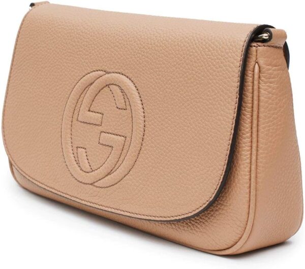 Gucci Soho Camelia Rose Beige Light Tan Leather shoulder bag New - Image 3