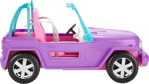 Barbie Toy Car, Doll-Sized SUV, Purple Off-Road Vehicle with 2 Pink Seats & Treaded, Rolling Wheels