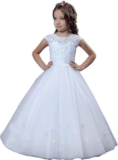 First Holy Communion Dress for Girls 7-16 Lace Baptism Wedding Junior Bridesmaid GZCYL