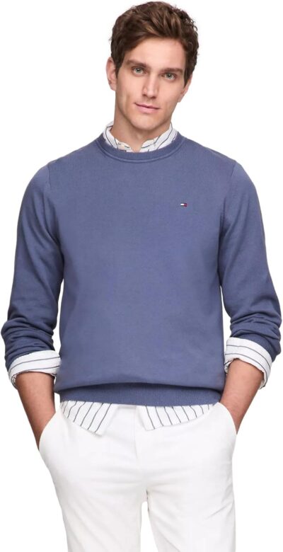 Tommy Hilfiger Men's Signature Solid Crewneck Pullover Sweater 2024 Collection