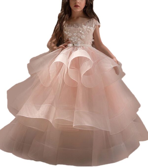 WDE Long Little Girls Pageant Dresses for Wedding Kids First Communion Prom Ball Gown - Image 2