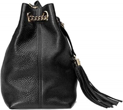 Gucci Soho Medium Black Double Leather Chain Shoulder Bag Tote Black Gold New - Image 4