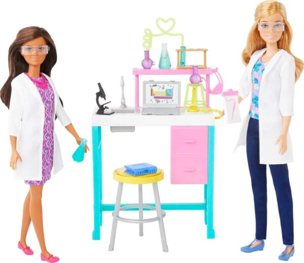 Barbie Careers Playset, Science Lab with 2 Scientist Fashion Dolls, Bench & 10+ Accessories (Amazon Exclusive)