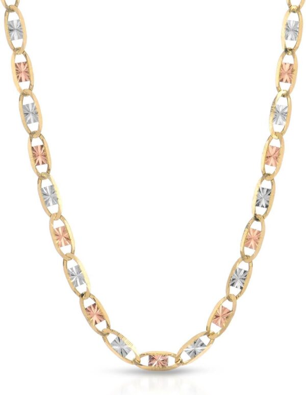 14 Karat Three Tone Yellow Gold/White Gold/Rose Gold Necklace 2,5 mm Width (16"-24") - Image 4