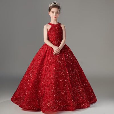 Sequin Pageant Dress for Girls Sparkly Ball Gown Flower Girl Dresses for Wedding Princess Kids Toddle Dress - Image 3