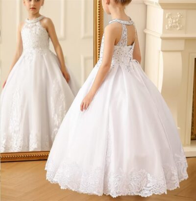 Flower Girl Dress Lace Appliques Pageant Dresses Beaded First Communion Dress Formal Ball Gowns - Image 2