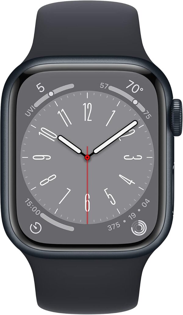 Apple Watch Series 8 (GPS, 41MM) - Midnight Aluminum Case with Midnight Sport Band S/M (Renewed Premium) - Image 2