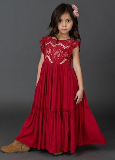 Joyfolie Macy Dress - Girls' Bohemian Maxi Dress - Kids' Floral Party Gown - Image 2