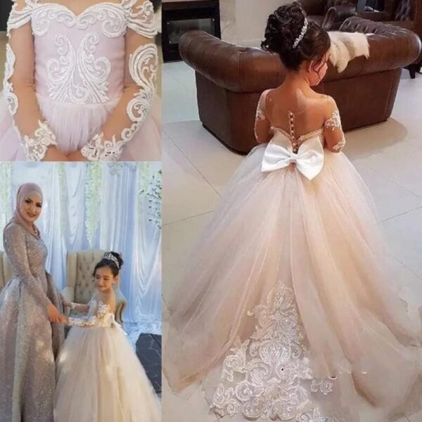 MuchXi Lovely Lace Flower Girls Dresses Kids First Communion Dress Princess Wedding Pageant Ball Gown - Image 4