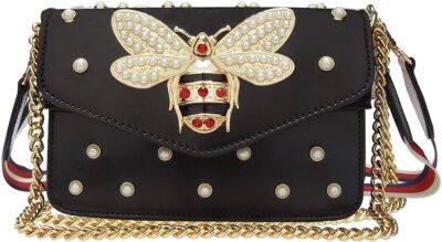 Beatfull Designer Bee Purse Fashion Crossbody Bags with Pearl for Women Pu Leather Shoulder Clutch Handbags