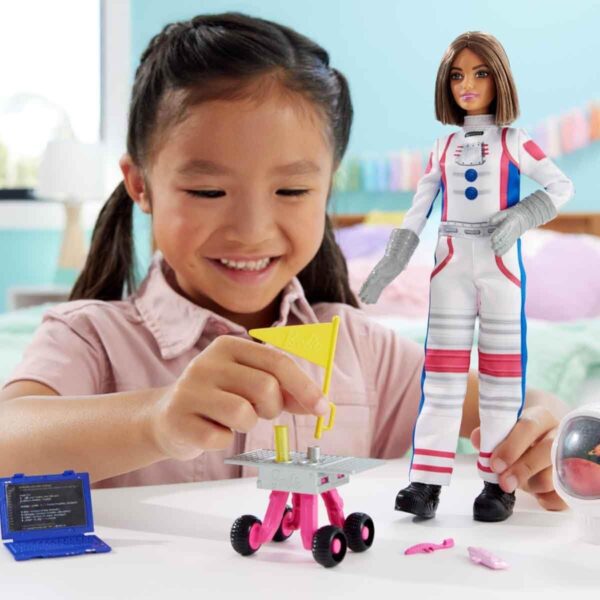 Barbie Careers Playset, 65th Anniversary Astronaut Set with Brunette Doll & 10 Accessories Including Rolling Rover & Space Helmet with Flipping Shield - Image 2