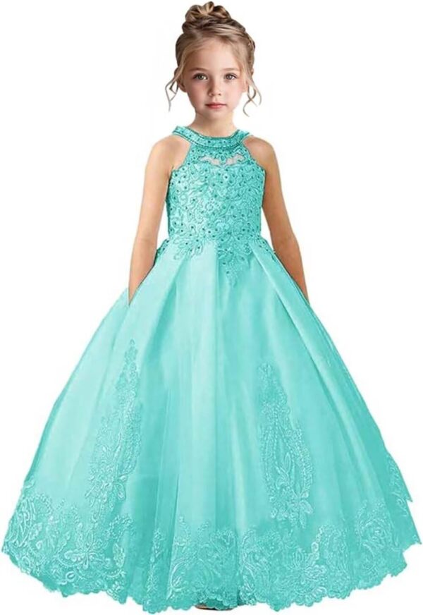 Flower Girl Dress Lace Appliques Pageant Dresses Beaded First Communion Dress Formal Ball Gowns