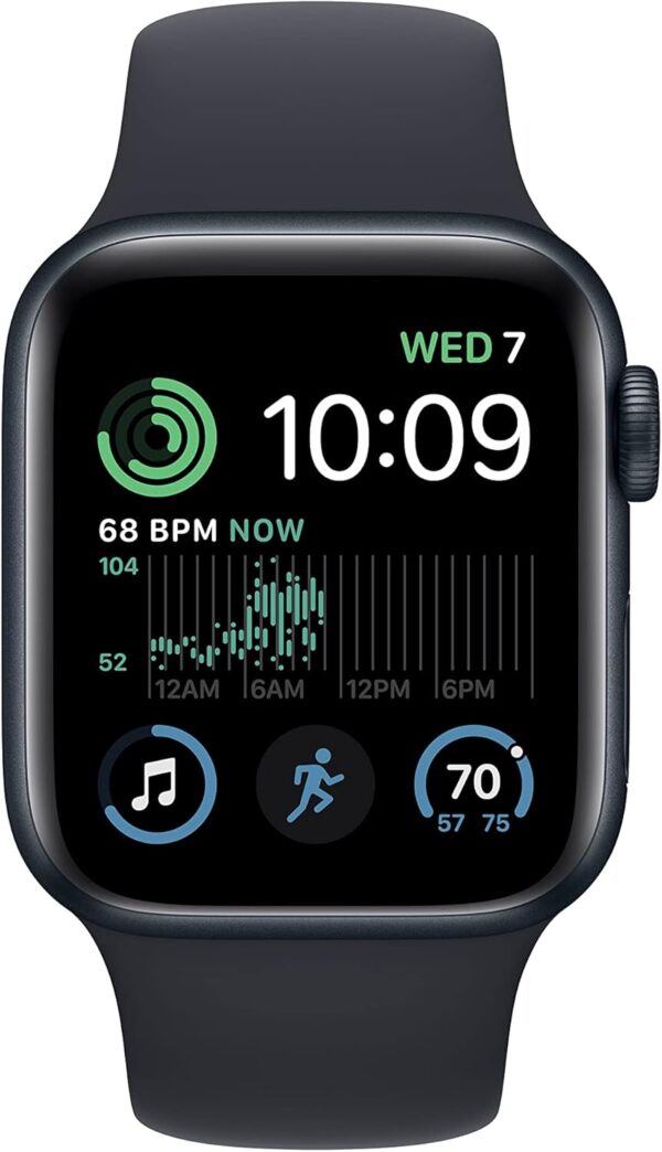 Apple Watch SE (2nd Gen) (GPS + Cellular, 40mm) - Midnight Aluminum Case with Midnight Sport Band, M/L (Renewed) - Image 2