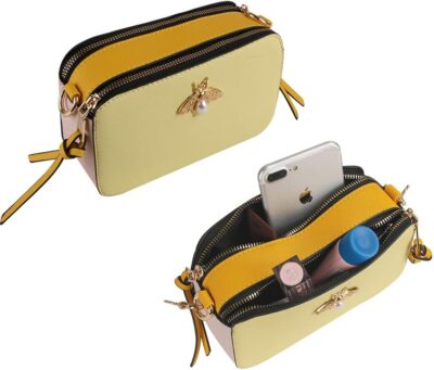 Bee Purse Camera Crossbody Bags for Women Trendy Small Snapshot Bag Wide Strap Leather Shoulder Clutch Handbags - Image 4