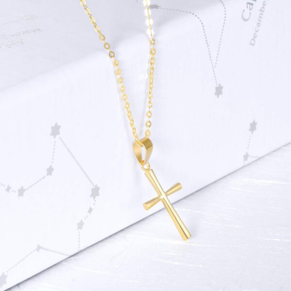 SISGEM Solid 18k Gold Cross Pendant Necklace for Women, Real 18 Carat Gold Religious Jewelry Gifts for Her, 18 inch - Image 2