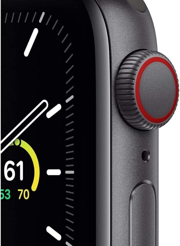 Apple Watch SE (GPS + Cellular, 40mm) - Space Gray Aluminum Case with Black Sport Band (Renewed) - Image 2