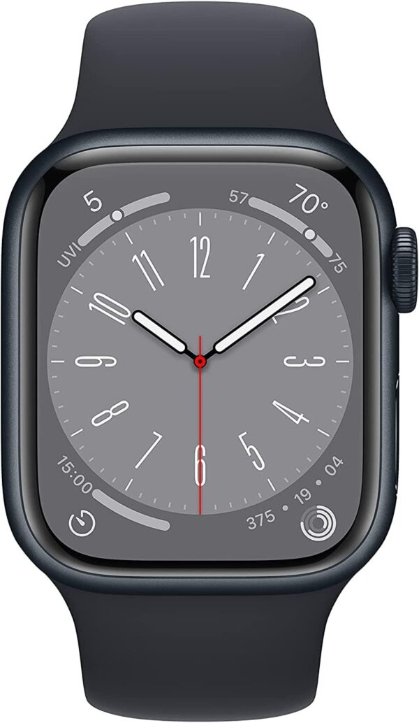 Apple Watch Series 8 [GPS, 41mm] - Midnight Aluminum Case with Midnight Sport Band, M/L (Renewed) - Image 2