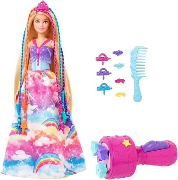 Barbie Dreamtopia Twist ‘n Style Princess Hairstyling Doll (11.5-in Blonde) with Rainbow Hair Extensions & Accessories, Gift for 3 to 7 Year Olds