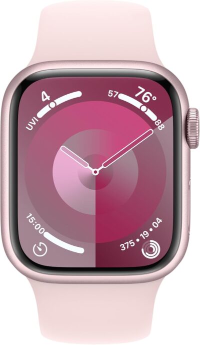 Apple Watch Series 9 [GPS + Cellular 41mm] Pink Aluminum Case with Pink Sport Band S/M (Renewed) - Image 2