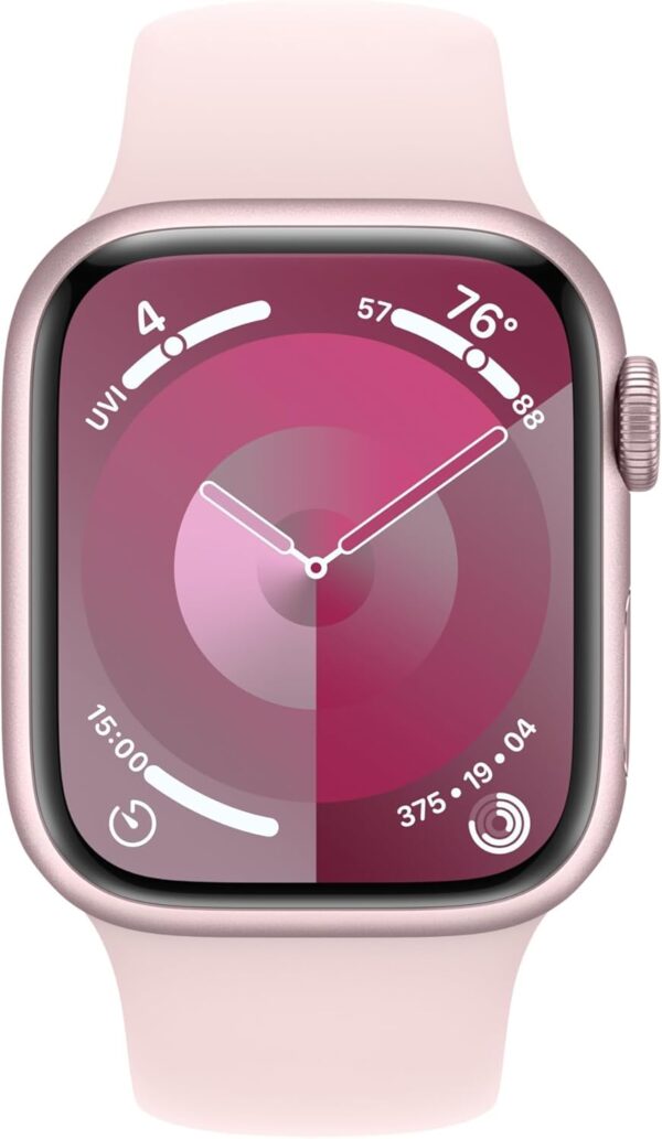 Apple Watch Series 9 [GPS + Cellular 41mm] Pink Aluminum Case with Pink Sport Band S/M (Renewed) - Image 2