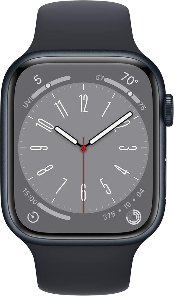 Apple Watch Series 8 [GPS, 45mm] - Midnight Aluminum Case with Midnight Sport Band, M/L (Renewed) - Image 2