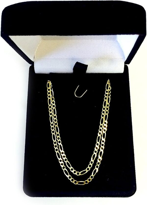 Jewelry Affairs 10k Yellow Solid Gold Figaro Chain Necklace, 1.9mm - Image 4