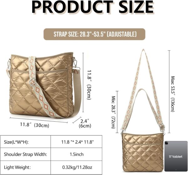 Quilted Crossbody Bags for Women, Unique Pattern Strap Quilted Bag, Crossbody Purses for Women, Quilted Puffer Bag for Women - Image 3