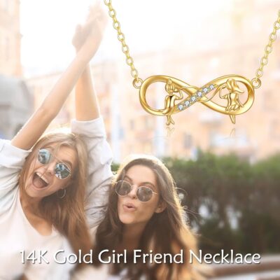 14K Real Gold Sister Necklace - Heart Pendant for Mom, Best Friend - Mother's Day Birthday Gift - Image 2