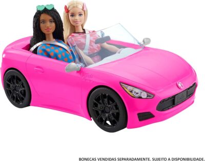 Barbie Toy Car, Bright Pink Doll-Sized Convertible with 2 Seats, Seatbelts & Rolling Wheels, Realistic Details - Image 3