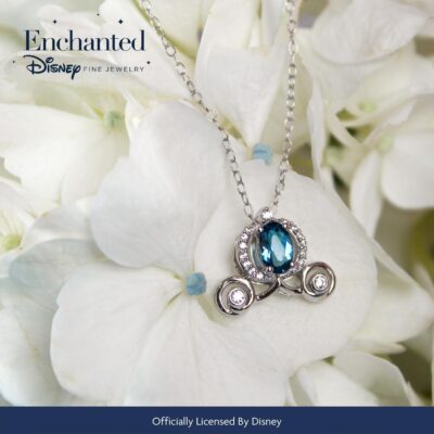 Jewelili Disney Princess Cinderella Inspired Carriage Pendant Necklace for Women with 1/10 CTTW Diamond and London Blue Topaz in Sterling Silver Enchanted Disney Fine Jewelry - Image 3