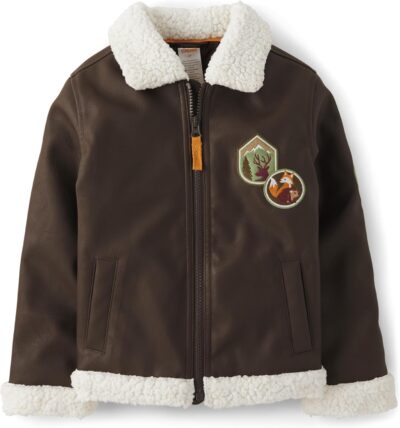 Gymboree Boys' and Toddler Embroidered Faux Leather Jackets Seasonal