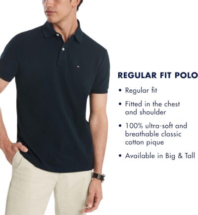 Tommy Hilfiger Men's Short Sleeve Moisture Wicking Stretch Polo Shirt with Quick Dry + UV Protection - Image 4