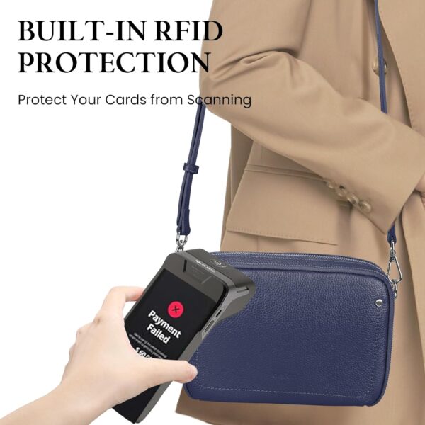 befen Genuine Leather Crossbody Purses for Women, Woman Camera Shoulder Bags Handbags with Built in RFID Wallet - Image 2