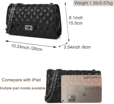 Gladdon Quilted Crossbody Bags for Women Leather Ladies Shoulder Purses with Chain Strap Stylish Clutch Purse - Image 4