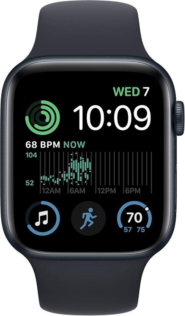 Apple Watch SE (2nd Gen) (GPS + Cellular, 44mm) - Midnight Aluminum Case with Midnight Sport Band, S/M (Renewed) - Image 2