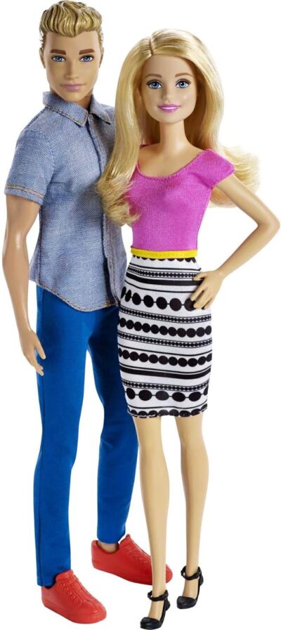 Barbie & Ken Doll Set, 2-Pack of Fashion Dolls Featuring Removable Clothes Including Denim Button Down & Pink Blouse (Amazon Exclusive)