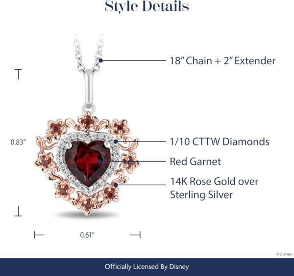 Enchanted Disney Fine Jewelry 14K Rose Gold over Sterling Silver with 1/10 CTTW Diamond and Red Garnet Snow White 85th Anniversary Collector’s Edition Pendant Necklace - Image 3