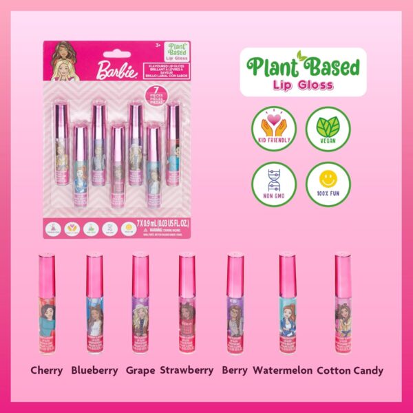 Townley Girl Barbie 7 pcs Kids Lip Gloss Set | Vegan Girls Makeup for Ages 3 - Image 2