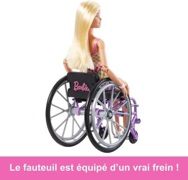 Barbie Fashionistas Doll #194 with Wheelchair & Ramp, Straight Blonde Hair & Rainbow Romper with Accessories - Image 4