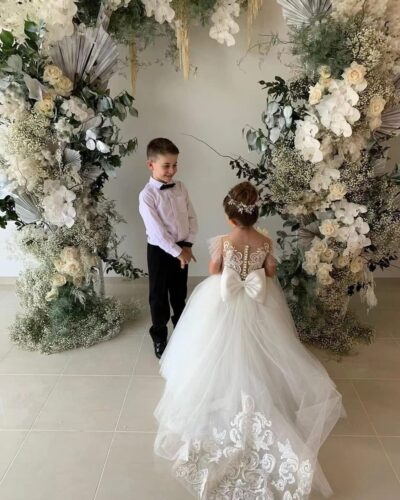 Lace Tulle Flower Girl Dresses for Wedding Party Kids Prom Ball Gown GZY230 - Image 2