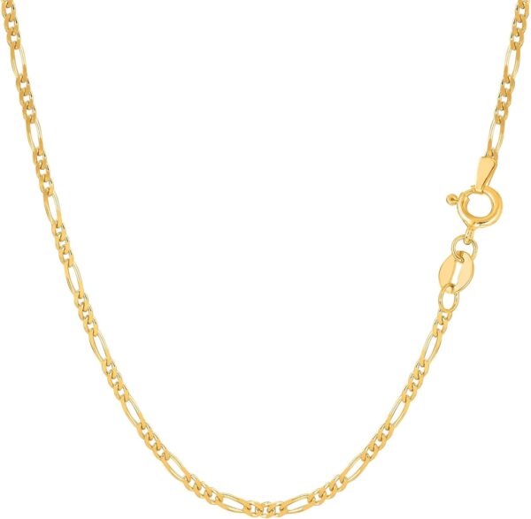 Jewelry Affairs 10k Yellow Solid Gold Figaro Chain Necklace, 1.9mm