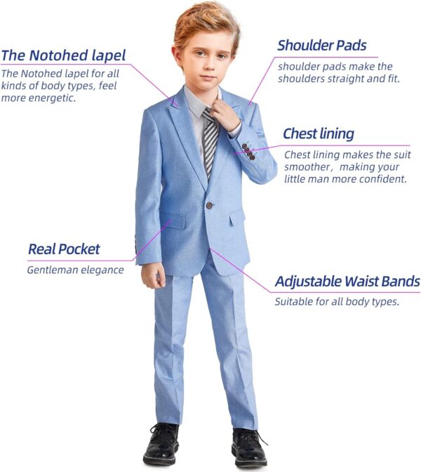 ELPA ELPA Boys Linen Suits Set, Boys Slim Fit Suit for Leisure or Party Holiday - Image 2