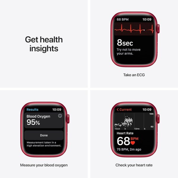 Apple Watch Series 7 (GPS, 45MM) (Product) RED Aluminum Case with (PRODUCT) RED Sport Band (Renewed) - Image 3