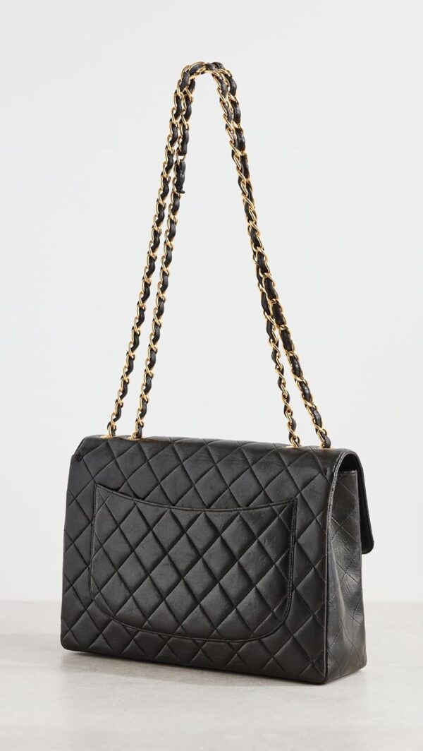 WHAT GOES AROUND COMES AROUND Women's Pre-Loved Chanel Black Lambskin Hal Flap Jumbo Bag - Image 3