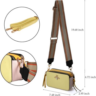 Bee Purse Camera Crossbody Bags for Women Trendy Small Snapshot Bag Wide Strap Leather Shoulder Clutch Handbags - Image 3