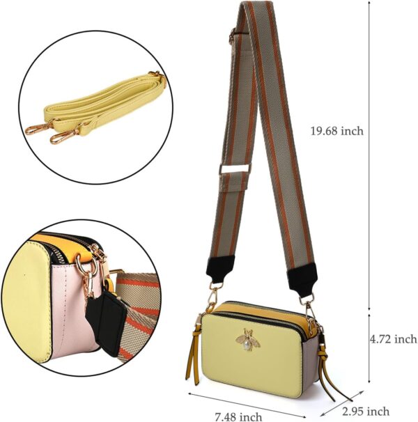 Bee Purse Camera Crossbody Bags for Women Trendy Small Snapshot Bag Wide Strap Leather Shoulder Clutch Handbags - Image 3