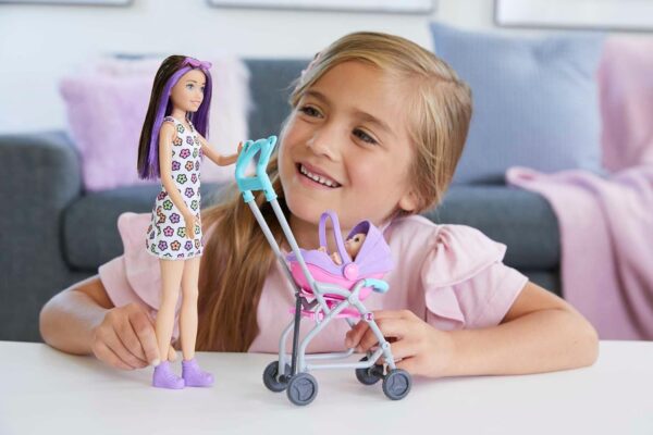 Barbie Skipper Babysitters Inc Playset with Doll, Stroller, Baby Doll & 5 Accessories, Remove Stroller Seat for Carrier - Image 2