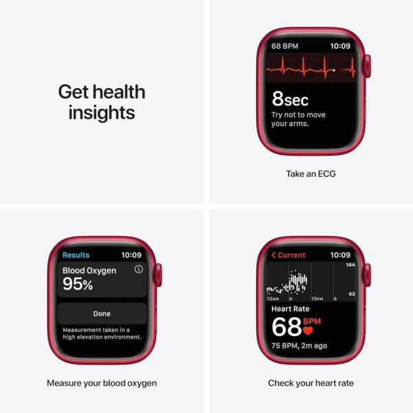 Apple Watch Series 7 (GPS, 41MM) - Red Aluminum Case with Red Sport Band (Renewed) - Image 3