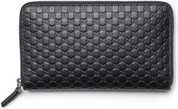 Gucci Microguccissima Signature Leather Long Zip Around Wallet, Black