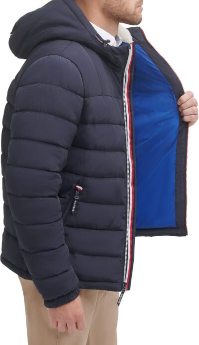 Tommy Hilfiger Men's Sherpa-Lined Hooded Puffer Jacket - Water Resistant & Midweight - Image 4